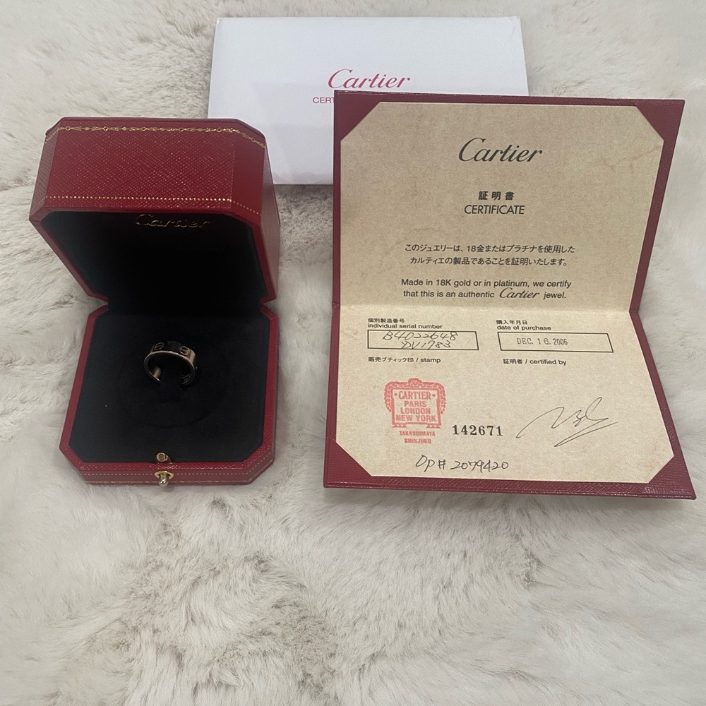 SOLD Cartier Love Ring, white gold width : 5 mm (for size 48= 4 1/2 thick&wider